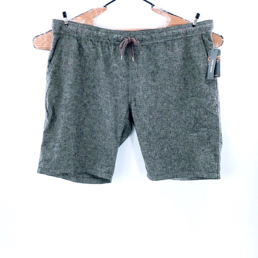 Mens Linen Blend Short Gray Casual Johnny Bigg Byron Bermuda Elastic Waist Sz 48